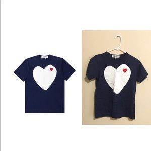 COMME DES GARCONS PLAY White Heart T-shirt NAVY